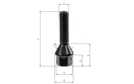 S2 / S3 Black Wheel Bolts 50mm Thread Image